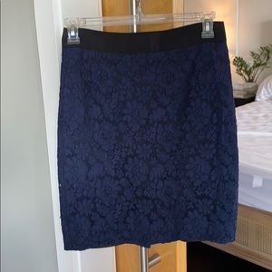 Navy Blue lace pencil skirt with zipper